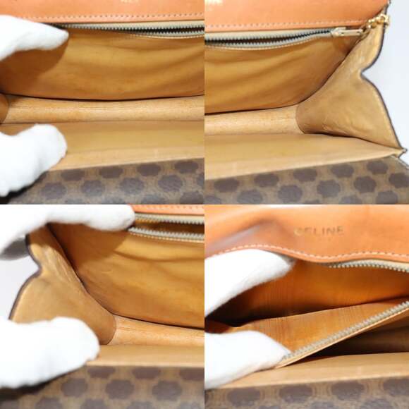 CELINE Macadam Canvas Hand Bag Pvc Leather Brown Gold - Picture 12 of 13